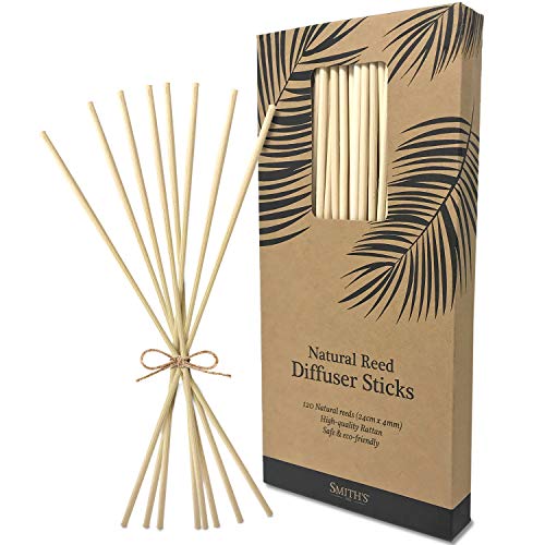 Smith’s® Reed Diffuser Sticks (120 Pack) | 24cm (L) X 4mm (D) | Eco Friendly Rattan Sticks | Handpicked & Inspected | Ethically Sourced | No Chemicals or Dyes | Natural & Safe