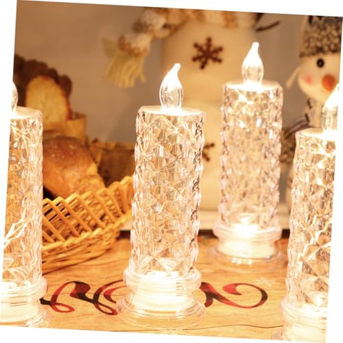 Bougies LED rose x6 avec base stable pour décoration de table