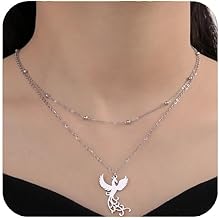 VASSAGO Rising Phoenix Necklace for Women Stainless Steel Fire Bird Pendant Necklace for Men Fashion Jewelry Gifts