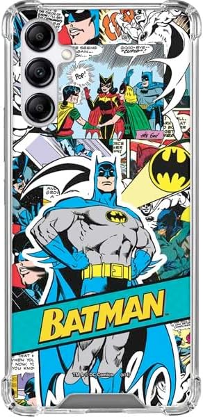 Skinit Clear Phone Case Compatible with Galaxy A15 5G - Officially Licensed DC Comics Batman Vintage Pose Collage Art Design