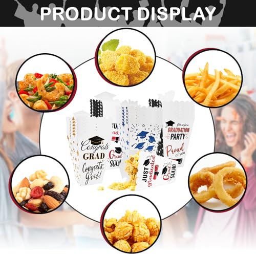 Image of 24Pcs Class of 2025 Graduation Party Popcorn Treat Boxes Candy Cookie Popcorn Container for 2025 Graduation Party Favors