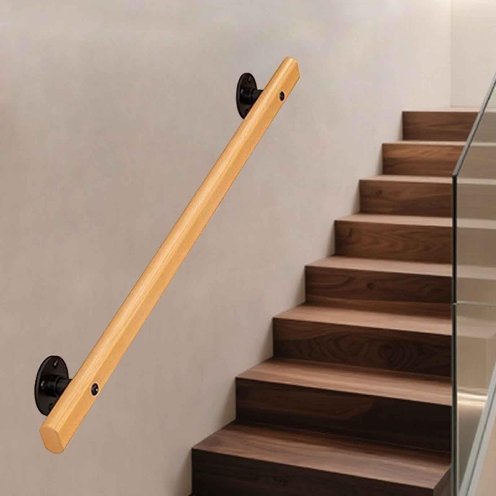 GLDYTVF Solid Wood Handrails for Stairs, Wall Mount Staircase Banisters Railing, Stairway Hand Rail for Indoor/Outdoor(4.6FT)