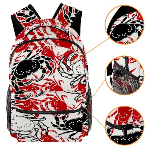 Sac à dos d'école sans couture à motif crabe de mer multicolore