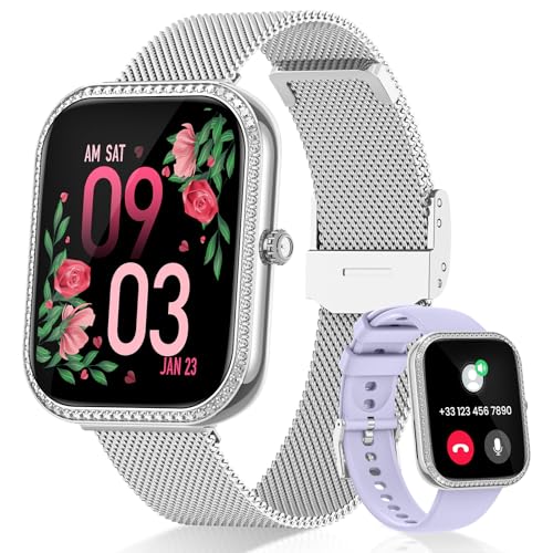 JoJoego Reloj Inteligente Mujer con Llamadas, 1,75' Smartwatch con 130+ Modos Deportivos, 24H Pulsometro, Función Femenina, Android iOS Plata