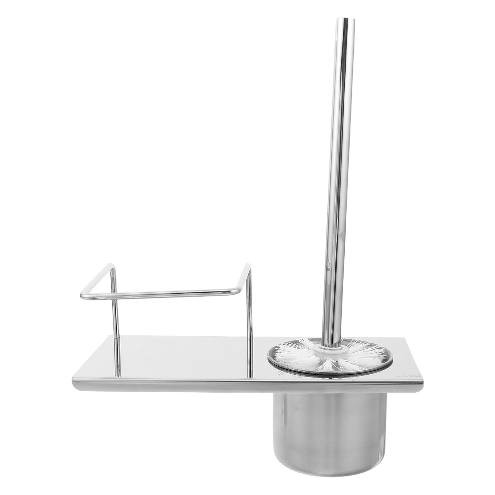 Brosse de toilette en acier inoxydable avec étagère murale design argenté
