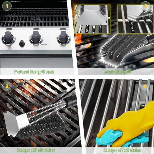 Barbecue Grill Brush & Scraper 44.5 cm ，Brush Cleaner, Cleaning Brush, BBQ Grill Tool for Charcoal, Gas & Electric Grills ，BBQ Cleaner ，Wire Brush, Barbecue Accessories - Image 5