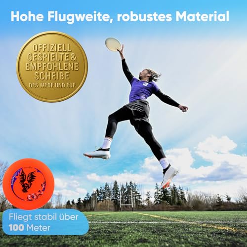 eurodisc 175g Orange Profi Ultimate Wettkampfscheibe - Sportfrisbee mit Stabiler Flugbahn über 100 m, Trainings- & Competition Disc für präzise Wurftechnik