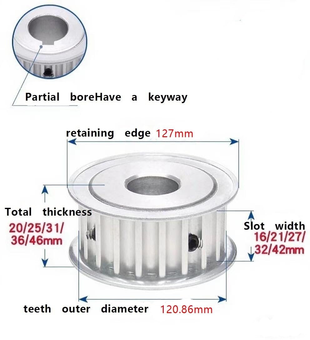 Ruota for cinghia di distribuzione, 1 pezzo HTD 8M AF 48T denti foro 10-40 mm puleggia for cinghia di trasmissione in lega di alluminio(Grooves 32 Bore 20)