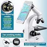 100X-2000X Microscopes pour les enfants Étudiants Adultes Débutants Microscope biologique puissant pour l'éducation à domicile de la School Lab, avec ensemble de diapositives de microscope, adaptateur de téléphone Plug-in