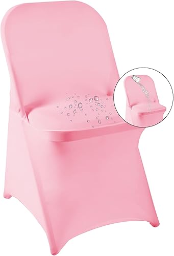 Paquete de 12 fundas para sillas plegables de elastano rosa, impermeables, protectoras elásticas para bodas, fiestas, banquetes de comedor y otros