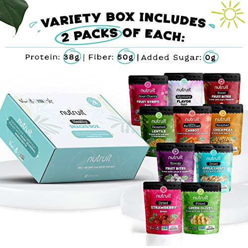 Nutruit Gourmet Healthy Snack Box (20 Packs) - Individually Packed Vegan Snacks 1 Mystery Flavor, Gluten-Free, No Sugar Added, Non-Gmo, High Fiber, Plant-Based Protein, Low Calorie, 10 Delicious Flavors, Perfect Snack Gift Box For Health-Conscious Individuals 1.2Oz Packs #TOP2