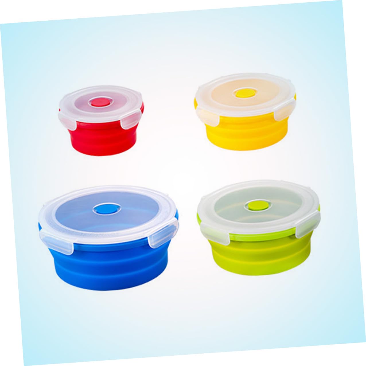 Contenitori per Alimenti Capacità 400ml-1200ml in Silicone Pieghevoli Set 4 Pezzi Resistenti al Microonde Colore Casuale per Picnic e Uso Quotidiano