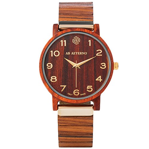 AB AETERNO'Fenix Red' Legno Sandalo Rosso Swiss Quarzo Oro...