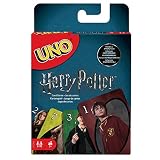 Jetzt sind die beliebtesten Harry-Potter-Figuren bei UNO mit von der Partie! Das Kartenspiel entspricht der Grundversion von UNO, ist jedoch mit Bildern von Hermine, Harry, Ron und anderen Figuren aus der magischen Welt von Harry Potter gestaltet.