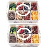 shopwithgreen 2Pcs Divided Serving Tray with Lid and Handle, Portable Snackle Box Snack Containers for Charcuterie, Party, Veggies, Snack, Fruit, Nuts, Candy, Chip, Entertaining, Picnic