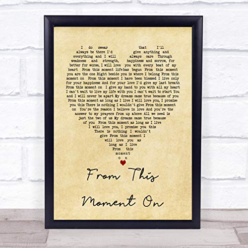 from This Moment On Vintage Heart Song Lyric Quote Print