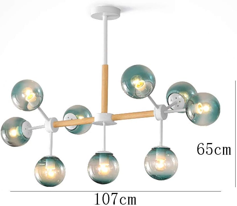 Sputnik Chandelier 9 Lights Modern Solid Wood Ceiling Light Fixture Industrial Vintage Pendant Lighting Fixture for Kitchen Dining Room Living Room,Blue,9 Lights