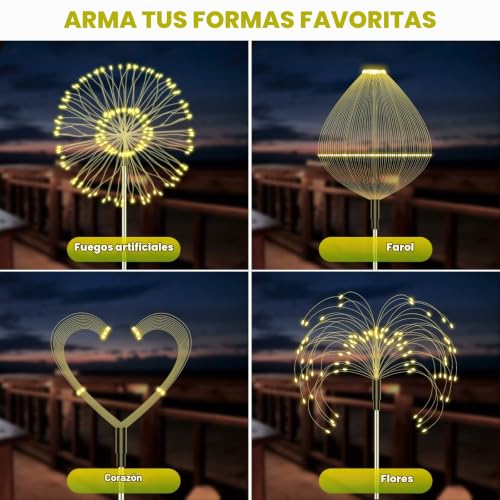 Luces de diente de león solares para iluminar caminos oscuros y decorar el césped 3