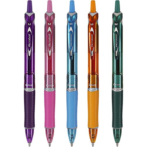 Pilot Acroball Colors Advanced Ink Refillable & Retractable Ball Point Pens, Medium Point, Black Ink, 5-Pack (31808) #TOP2