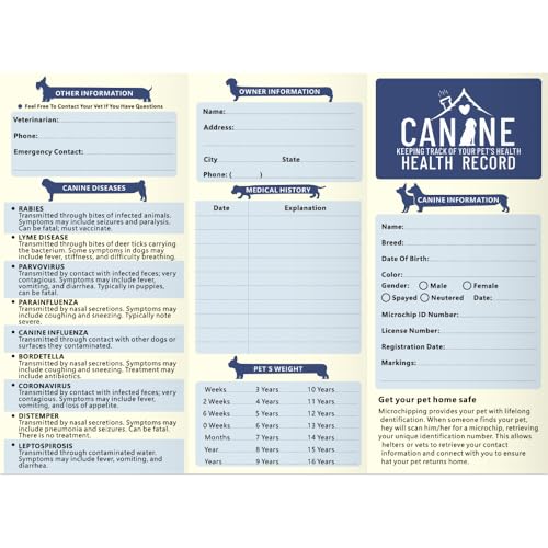 Anzon Mories Dog Vaccination Record Cards 24 Packs with Storage Pocket for Micro Chips, Accessories, Large 8 x 10.5 Inch Puppy and Cat Vaccines Shot Memo for Canine Medical Grooming Kennel Care - Image 3