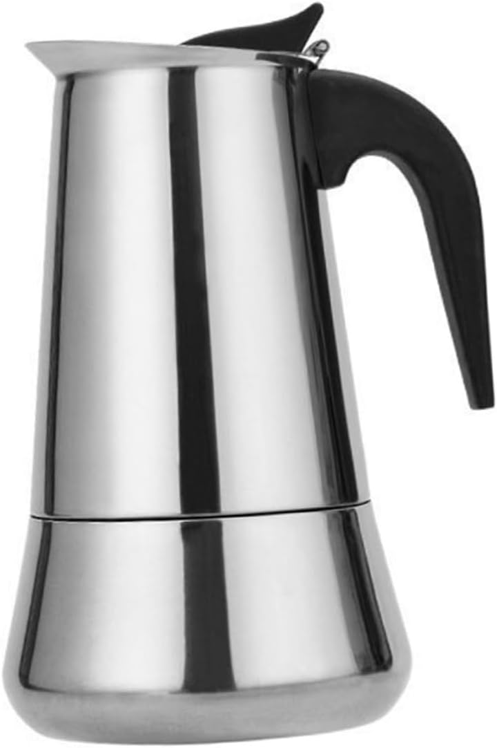 Stainless Steel Espresso Coffee Pot for Induction Open Flame Portable Maker with Safety Pressure Release Full Bodied Flavor Filter Single Design