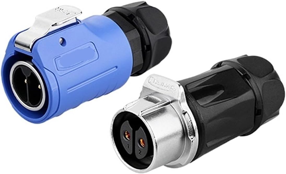 LP20 2pin M20 Aviation IP67 Waterproof Industrial Power Connector Socket Connector for Monitoring Equipment(Female Plug Set1)