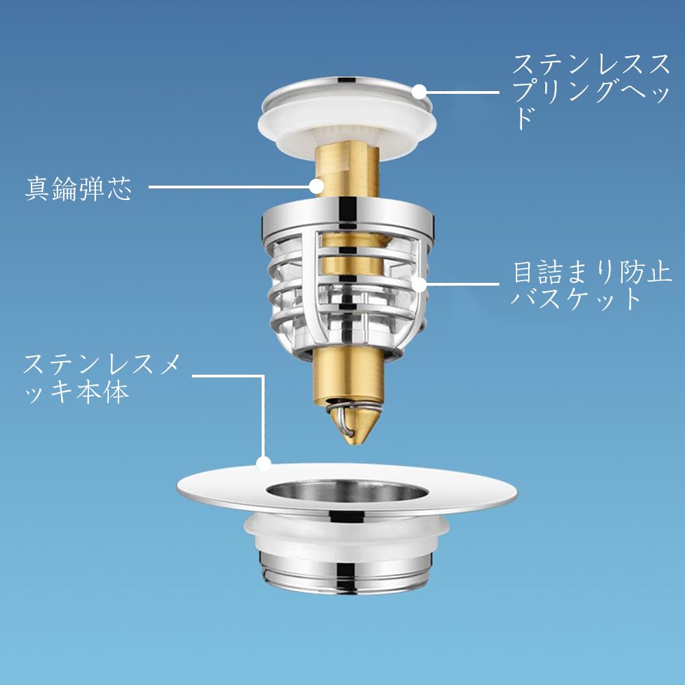 Amazon.co.jp: LOYELEY 下水部品ドレインプラグ 洗面台ポップアップ