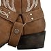 J's.o.l.e Women's Square Toe Cowgirl Cowboy Boots Mid Calf Western Riding Boots with Fashion Buckle Strap Brown US 7