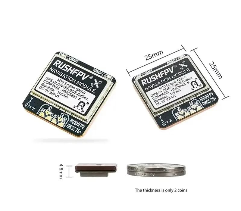 Do modułu RUSHFPV M10 do dwupasmowego GNSS z kompasem ceramicznym 5 V, kwadratowy, 25 mm, o dużym zasięgu, dronów FPV