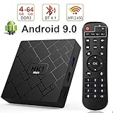 Android 9.0 TV Box con 4 GB di RAM 64 GB di ROM, HK1 max Tv Box Android Quad Core 64 bit Integrato BT 4.1 Dual-WiFi 2,4 GHz / 5 GHz, Supporto 4K (60 Hz) Full HD / 3D / H.265, USB 3.0 [Versione 2019]