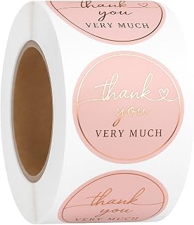 500 PCS Thank You Stickers 1.5 Inch – Blush Pink with Rose Gold Foil | Waterproof, Tear-Resistant Labels for Small Business, Packaging, Envelopes, Boxes, Cards, Gifts, Orders, Wedding Supplies