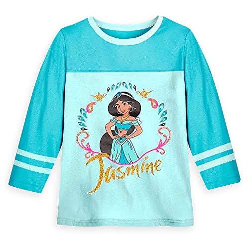 Disney Jasmine Long Sleeve Football T-Shirt for Girls – Aladdin, Size XS (4) Multicolored