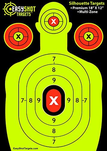 EasyShot Targets 12 x 18inch Neon Silhouette Paper Targets for Pistol Shooting Practice