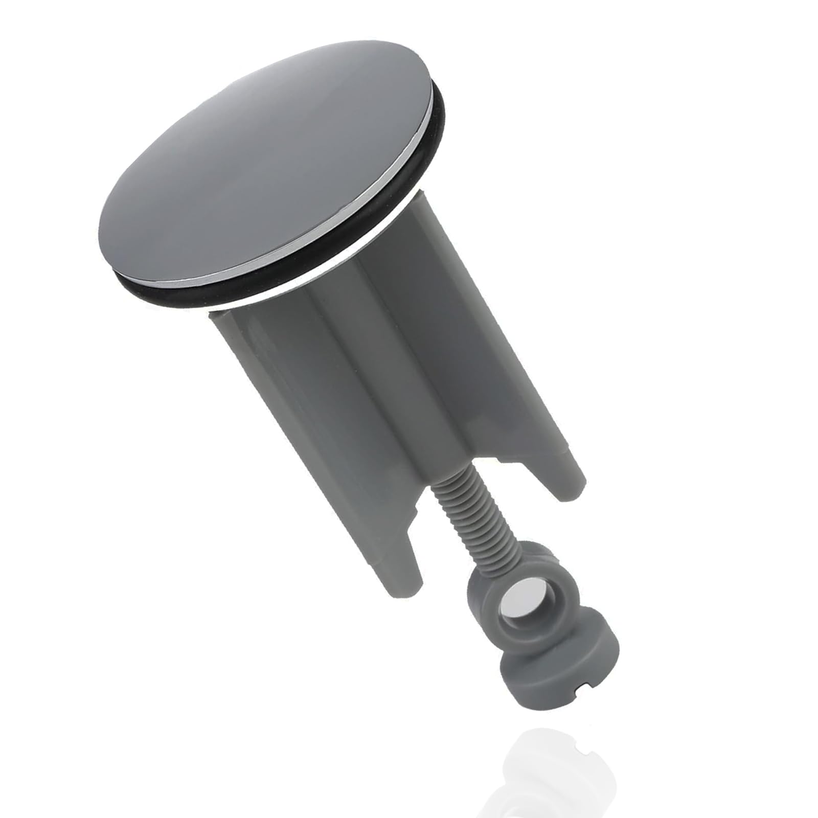 40mm Pop Up Sink Plug Replacement–Grey, Lever Arm Rod Operated Sink Plug, Chonphan Basin Waste Drain Plug, Adjustable, Chrome Brass, Height 66mm-83mm for Bathroom Washbasin Lavatory