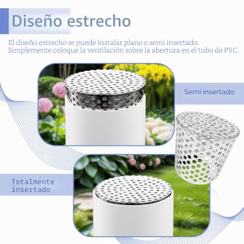 Miniatura 4 de Tzeking 2 Piezas Protectores De Canalón,Protector De Bajantes De 304 Acero Inoxidable,Rejilla Desague Jardin,Tapa Desague Terraza,Cubierta Antihojas Para Canalones,Ideal Para Tejados Y Cobertizos