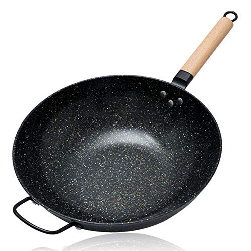 Wok induction 32cm pour éviter les brûlures avec manche isolant épais