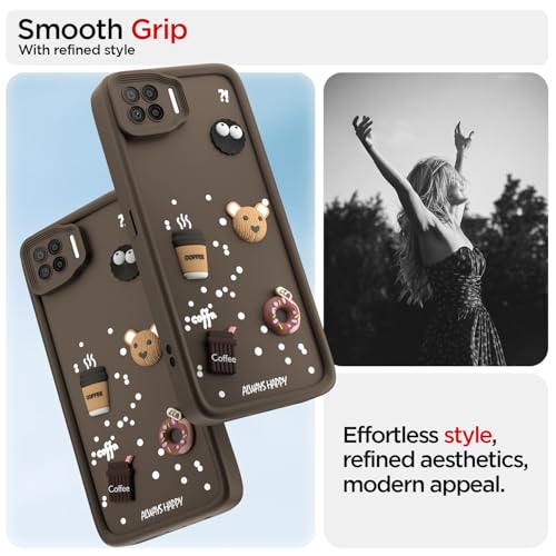 Image of Pikkme Back Cover for Oppo F17 | Cute Fun Cartoon 3D Bear Silicone Full Body Protection Bumper Case (Brown)