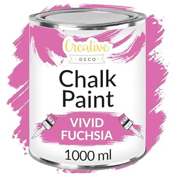 Creative Deco Fuchsia Chalk Paint for Furniture | 1L | Hot Pink Vibrant Pink Matte Chalky Finish | Smooth Touch for Interiors | Quick Dry | Vivid Pink Furniture Paint Wood Paint Renovation Decoration