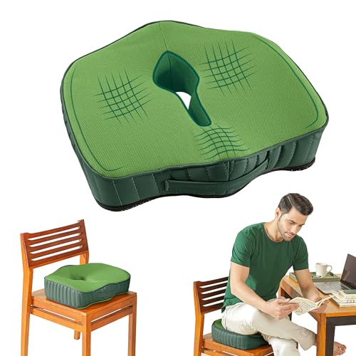 Image of The White Willow Coccyx Cushion for Tailbone Pain-Coccyx Sitting Pillow for Piles- Memory Foam Seat Cushion for Car, Office Chair-Coccyx Pillow for Sciatica & Hip Pain-Medium Firm-Above 60KG-Green