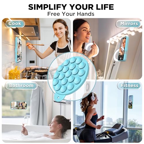 Image of Magnetic for iPhone 16 Case, Compatible with Magsafe, Suction Cup Phone Mount, [2 Screen Protectors][Camera Lens Protector] Silicone Shockproof Protective Slim Phone Cover 6.1 inch, Sea Blue