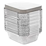 Tiger Chef Aluminum Pans with Lids - Foil Pans - Disposable to Go Containers for Take Out, Storing and Freezing - Oblong 1 LB 5.56