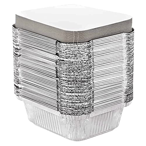 Tiger Chef Aluminum Pans with Lids - Foil Pans - Disposable to Go Containers for Take Out, Storing and Freezing - Oblong 1 LB 5.56
