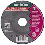 Metabo 4-1/2-inch Plus-Z Grinding Wheel | Type 27 | 4.5' x 1/4' x 7/8' | ZA24T | Zirconia Alumina | Super Performance | Improved Performance in Steel, Stainless Steel | 616785000