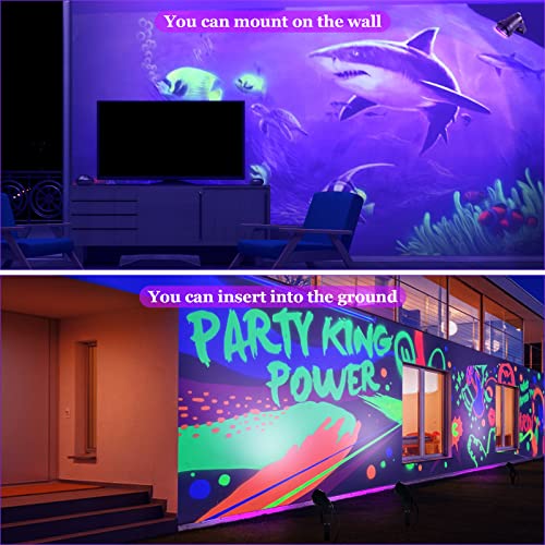 Junview Led Halloween Black Lights 12W Outdoor Blacklight Spotlights With Us Plug Ip66 Waterproof For Dance Party Glow In The Dark Stage Lighting Body Paint Fluorescent Poster Neon Glow(4 Pack) #TOP3