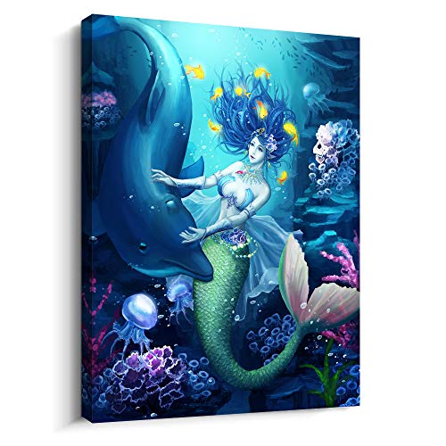 Dzrwubhs Canvas Wall Art For Bathroom Wall Decor For Living Room Modern Family Bedroom Canvas Art Kitchen Mermaid Pictures Artwork Wall Paintings Ready To Hang Home Decorations 12" X 16" Inch #TOP3