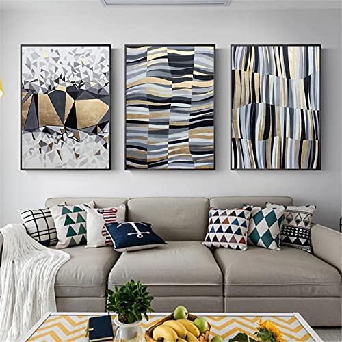 Toile décor maison pour murs vides grand triptyque abstrait moderne gris 70x100 cm