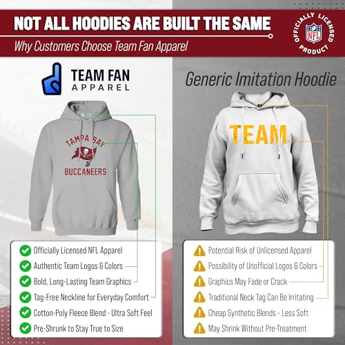 Image of Team Fan Apparel NFL Gameday Hoodie Pullover Sweatshirt for Men and Women | Officially licensed NFL Gameday fleece pullover - kangaroo pocket, ribbed cuffs, drawstring hood, unisex fit