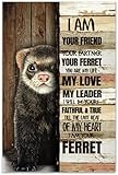 CCPARTON Metal Sign Ferret I Am Your Friend Your Partner Best Gift for Animal Lovers Decor Retro Metal Tin Sign Vintage Aluminum Sign for Home Coffee Wall Decor 8x12 Inch