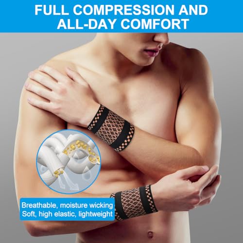 AOOWU Wrist Brace, 2 Pack Wrist Compression Brace for Men & Women, Elastic Wrist Support Sleeve Wrist Braces for Tendonitis, Arthritis, Carpal Tunnel Pain Relief, Wrist Wrap Wristbands for Sport, S - Image 6