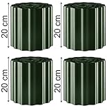 EXCOLO Rasenkante Beeteinfassung Beetumrandung Mähkante Rasenbegrenzung Raseneinfassung 36 Meter lang, 20 cm hoch, Farbe: grün tannengrün dunkelgrün